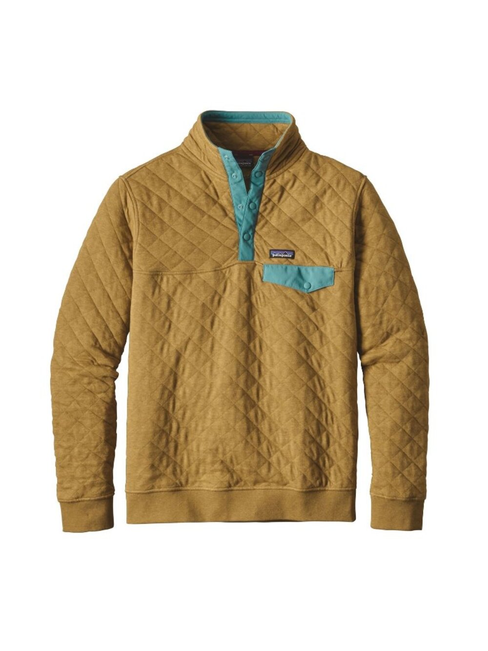 Patagonia Jacket Mens Mustard Quilted Snap T Pullover Organic Cotton Size Large